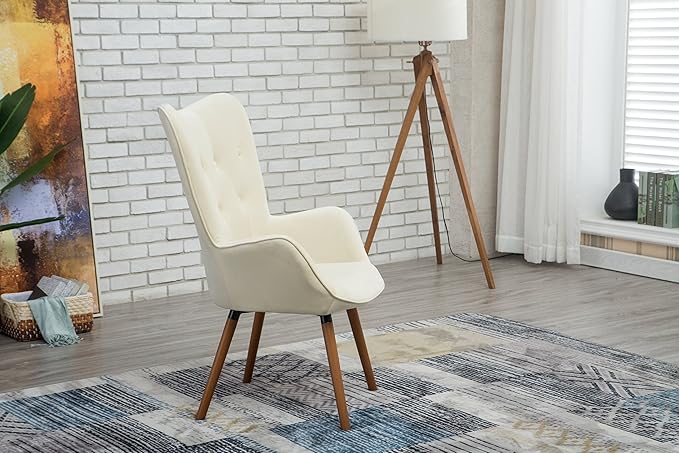 Roundhill Furniture Doarnin Silky Velvet Tufted Button Accent Chair, White
