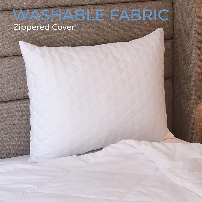 Diamond Elegant Bed Pillows in Bulk for Sleeping Queen Size 10 Pack Pillows, Hotel Pillows for Side Back & Stomach Sleepers, 100% Cotton Cover, Microfiber Washable - Set of 10