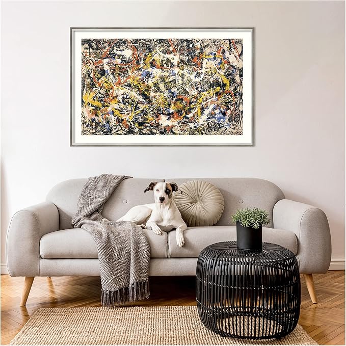 Amanti Art Framed Wall Art Print 27x41 Convergence by Jackson Pollock, Abstract Wall Art, Museum Masters Classics Decor, Large Poster Painting Artwork for Living Room, Bedroom, Bathroom, Kitchen