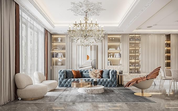 Cognac 18 Lights K9 Crystal Chandelier Modern Luxurious Light Candle Pendant Lamp Ceiling Living Room Lighting for Dining Living Room Bedroom Hallway Entry 39x31 Inch Gifts (Cognac Color)
