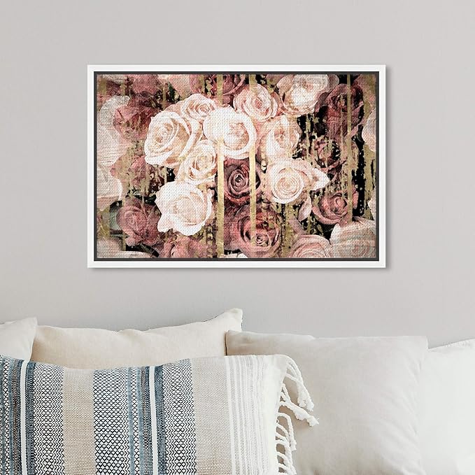The Oliver Gal Artist Co. Floral and Botanical Framed Wall Art Canvas Prints 'Shabby Chic Romance' Florals