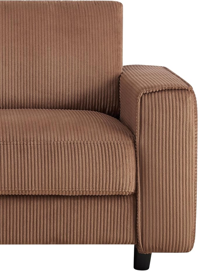 AC Pacific Derek Modern Corduroy Accent Chair for Living Room, Tufted Arm Chair with Plush Upholstery, High-Density Foam, Sleek Black Legs, Durable Wooden Frame, Chair, Brown