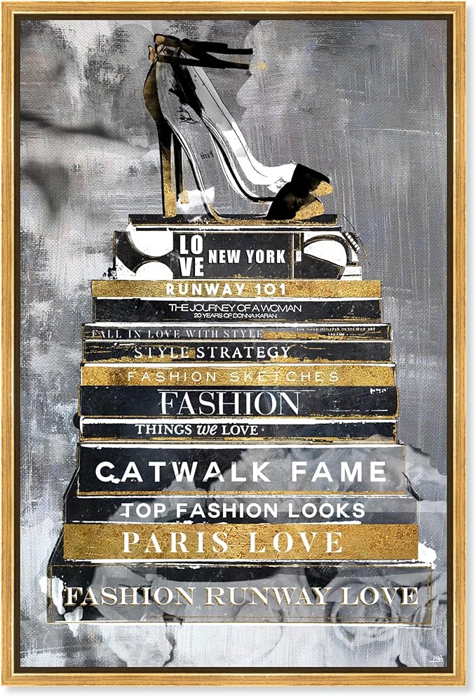 The Oliver Gal Artist Co. Fashion and Glam Wall Art Framed Canvas Prints 'Fashion Thoughts Noir Classic' Shoes