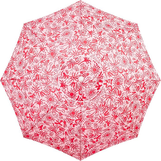 Business & Pleasure Co. Margaritaville Manana Umbrella - 6.5' Beach Umbrella Sand Anchor, 7' Tall Telescopic Aluminum Pole, UPF 50+