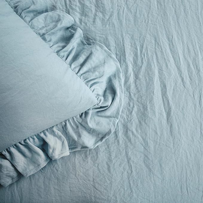 Lush Decor Reyna Ruffle Comforter Set, King, Lake Blue, 3 Piece Cozy Bedding Set
