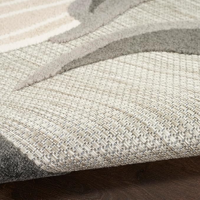 Nourison Home Aloha Beige 5'3" x Round Area Rug - Easy Clean, Non Shedding, Bed Room, Living Room, Dining Room, Kitchen (5' x Round)