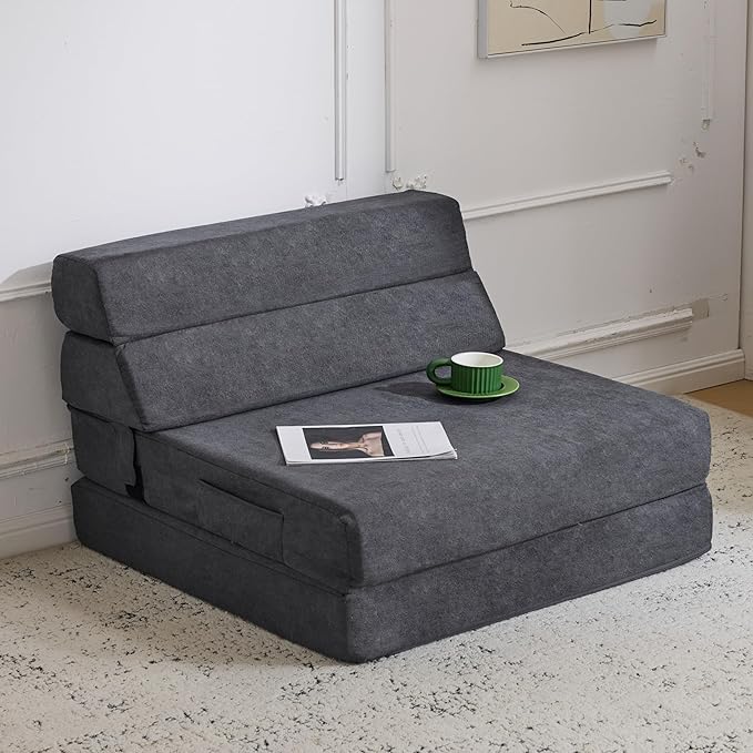 Folding Sofa Bed Foldable Mattress Luxury Miss Fabric, Folding Sleeper Chair Tatami Sofa Bed Floor Mattress Floor Couch, Fold Out Chair Bed Couch Futon Mattress for Guest Room, Living Room
