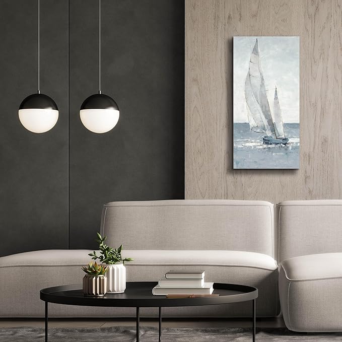 Epic Graffiti "Grey Seas I by Ethan Harper, Canvas Wall Art, 20"x40"