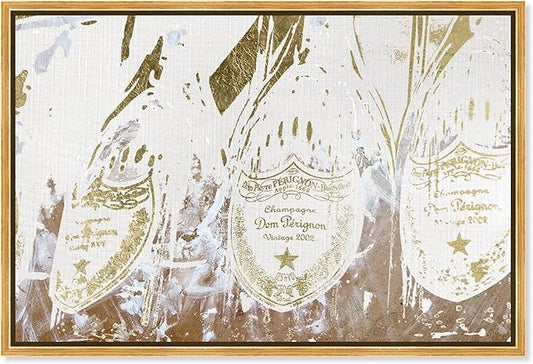 The Oliver Gal Artist Co. Drinks and Spirits Framed Wall Art Canvas Prints 'Champagne Showers' Champagne