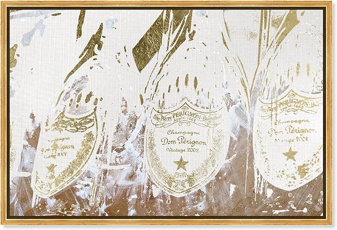 Drinks and Spirits Framed Wall Art Canvas Prints 'Champagne Showers' Champagne