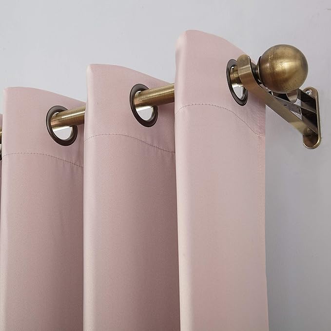 Sun Zero Nordic Theater Grade Extreme 100% Blackout Grommet Curtain Single Panel, 52" x 95", Blush Pink