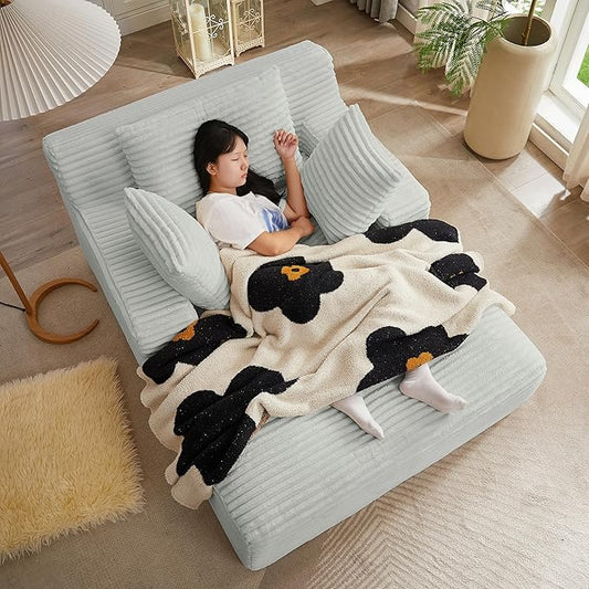 KEIKI 66" Oversized Chaise Lounge Chair, No Assembly Extra-Wide Boneless Sleeper Lounger for Apartment Living, Cozy Deep Seat for Stretching Out, Relaxing or Two-Person Lounging