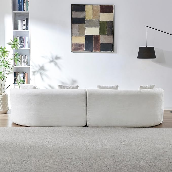 111" Curved Modular Sectional Sofa Couch, Deep Seat Boneless Cloud Couch with 4 Pillows, High Density Foam Floor Lounge Sofa for Living Room, Apartment,Premium Chenille Fabric | Breathable material, Softness