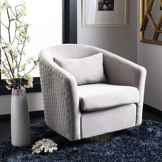 Safavieh Home Collection Clara Quilted Swivel Dusty Rose Tub Accent Chair