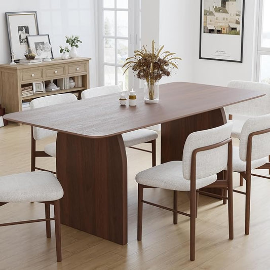 Casaphoria 67" Dining Table, Modern Kitchen Table for 4-6, Farmhouse Style with Rectangular Top & Arched Legs, Easy Assembly for Living Room, Kitchen, Bar, Walnut
