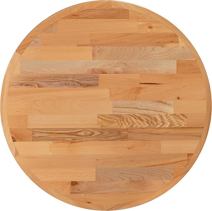 Flash Furniture Mayfair 24" Round Butcher Block Style UV Treated Table Top for Restaurant, Bar, or Kitchen