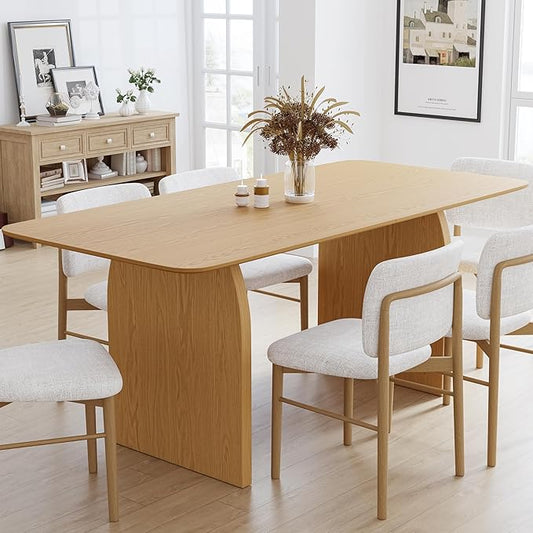 Casaphoria 67" Dining Table, Modern Kitchen Table for 4-6, Farmhouse Style with Rectangular Top & Arched Legs, Easy Assembly for Living Room, Kitchen, Bar, Oak