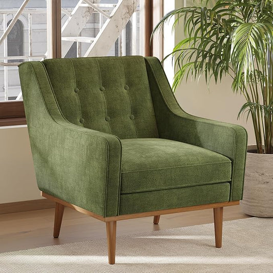 Poly & BARK Gus Lounge Chair in Distressed Green Velvet