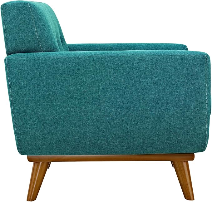 Modway Engage Mid-Century Modern Upholstered Fabric Accent Arm Lounge Chair in Teal, Armchair