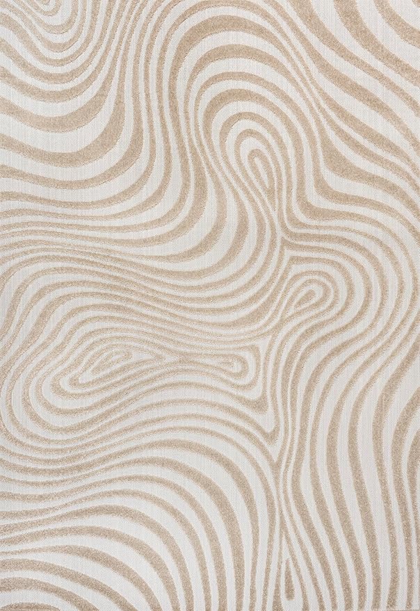 JONATHAN Y Maribo High-Low Abstract Striped Beige/Cream 4x6 Indoor/Outdoor Area Rug for Patio, Backyard, Living Room, Bedroom, Office, Hose-Washable (SCN103D-4)