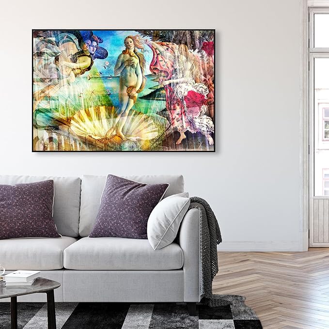 The Oliver Gal Artist Co. Spiritual and Religious Wall Art Framed Canvas Prints 'Birth of Venus - Botticelli' Zodiac