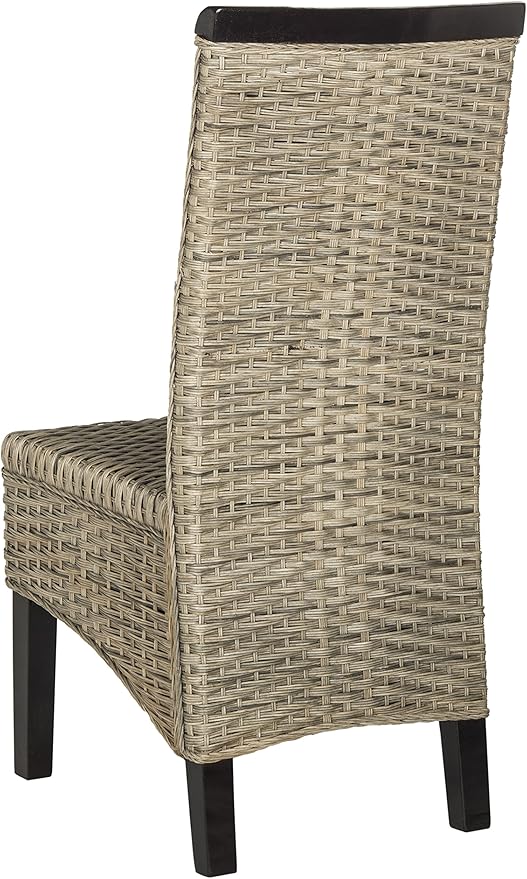 SAFAVIEH Home Collection - Ilya Grey Wicker Tall Back Dining Chair Set of 2 (SEA8017A-SET2)