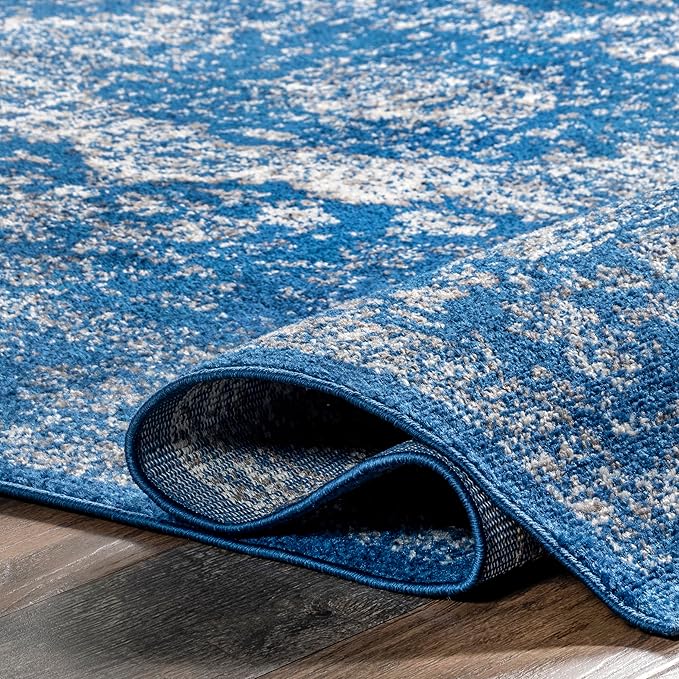 Nuloom Verona Dark Blue/White, 9'10" x 14', Vintage Medallion, Soft and Cozy, High Traffic, Stain Resistant, Easy Clean, Durable Area Rug for Bedroom, Living Room, Dining Space, Den, Foyer, Entryway