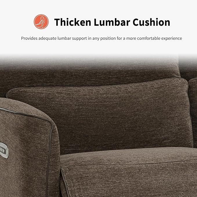 MCombo 60" Wall Hugger Power Loveseat Recliner Sofa with Adjustable Headrest, RV Reclining Loveseat with USB and Type C Charge Ports for Living Room 6924 (Brown, Loveseat)