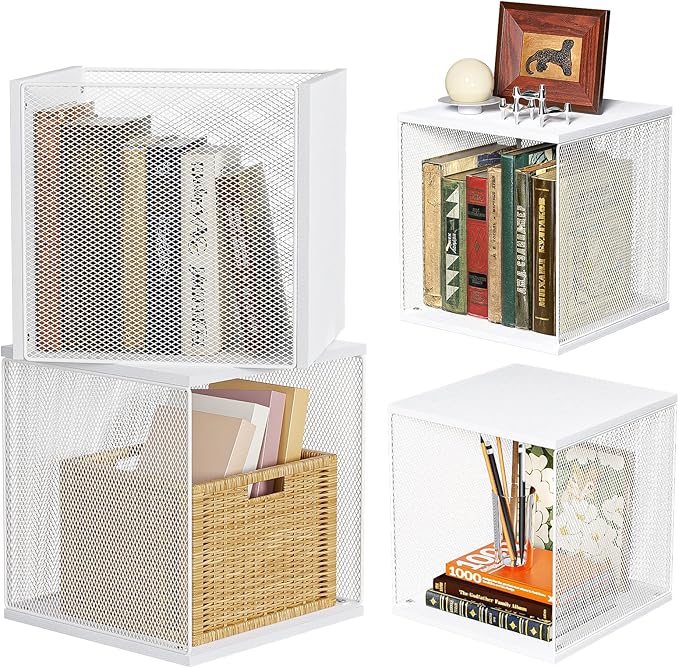 2 Cube Organizer Bookshelves DIY Variable Stackable Cube Storage Organizer for Kid Bedroom,Living Room,Small Bookshelf White