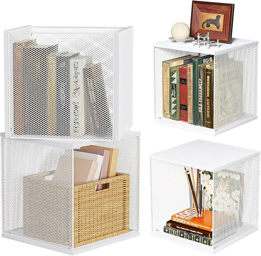 2 Cube Organizer Bookshelves DIY Variable Stackable Cube Storage Organizer for Kid Bedroom,Living Room,Small Bookshelf White