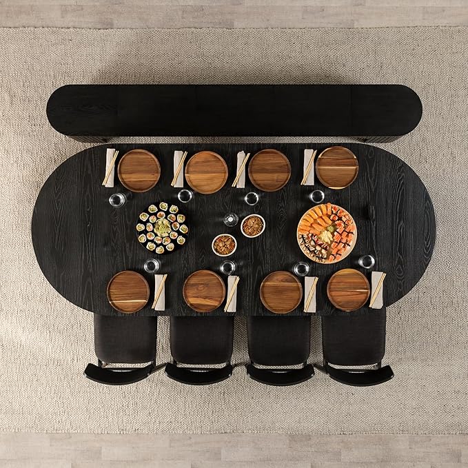 Transformer Table - Solid Wood Extendable Round Dining Table, Extendable Round Dining Table, Space-Saving Modern Furniture, Elegant and Functional Design, Black (Table Only)