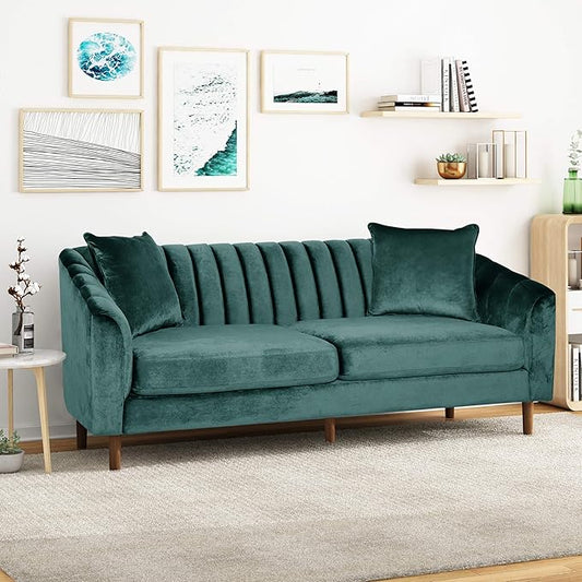 Christopher Knight Home Susan Velvet 3 Seater Sofa, Teal + Dark Brown