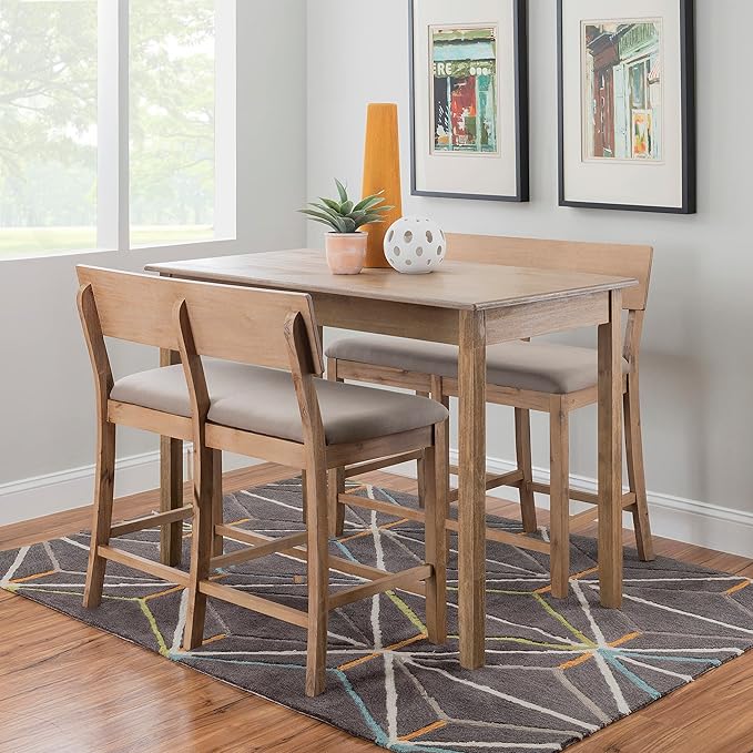 Linon Carter Brown with Greywash Wooden Counter Height Tavern Table