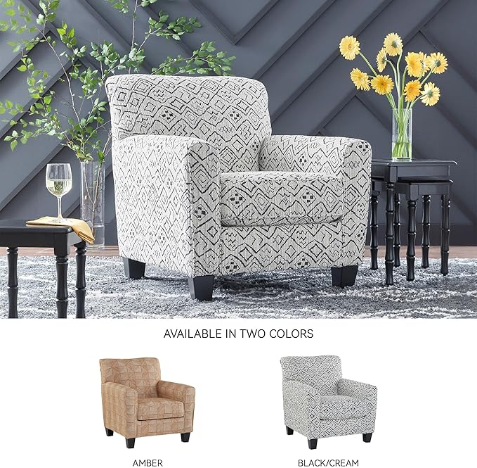 Signature Design by Ashley Hayesdale Modern Accent Chair with Removable Cushions and Tapered Legs, Black & Gray