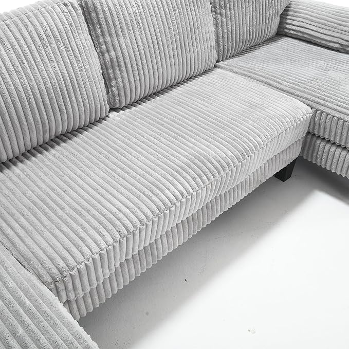 Eafurn Symmetrical U Shaped Sectional Sofa with Double Chaise Lounge,Modern Corduroy Upholstered Oversized Corner Couch, Deep Seat Comfy 4-Seater Sofa w/Pillow-top Armrest for Living Room
