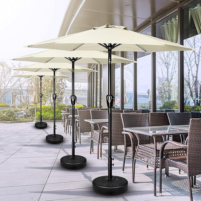 Simple Deluxe 7.5' Patio Umbrella Outdoor Table Market Yard Umbrella with 6 Sturdy Ribs for Backyard, Pool, Garden, Deck, Creamy White