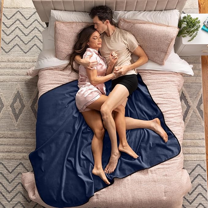 Avana Waterproof Throw Blanket | Protector for People and Pets | Leak Proof Moisture Barrier - Regular Size, Micro-Velvet Blue