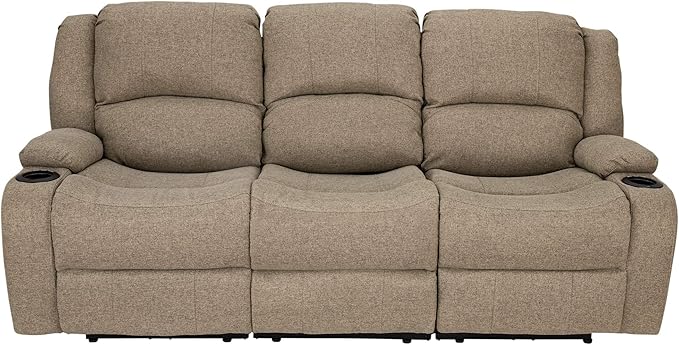 RecPro Charles Powered Double Recliner Sofa & Loveseat | Wall Hugger RV Furniture - Cloth Oatmeal 80''