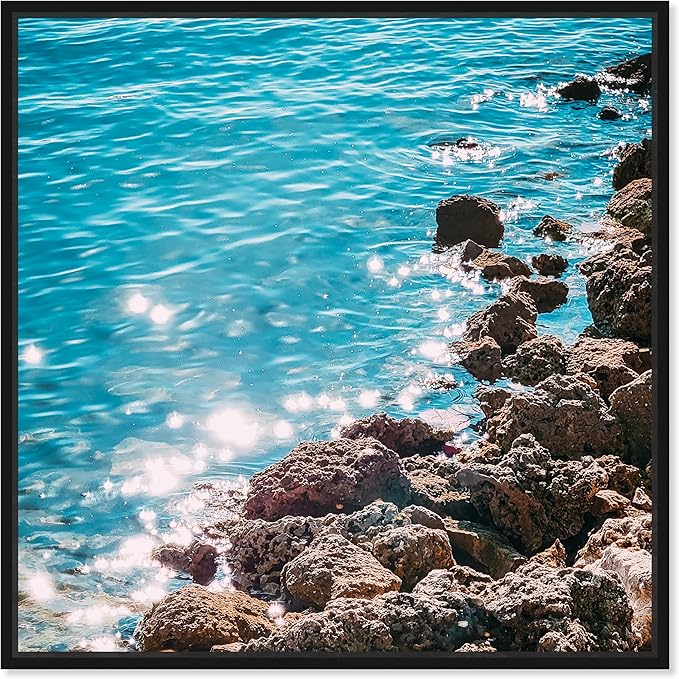 Italian Summer Landscape Photography Canvas Wall Art by Notoriart, Black Floater Frame, 12"x12"