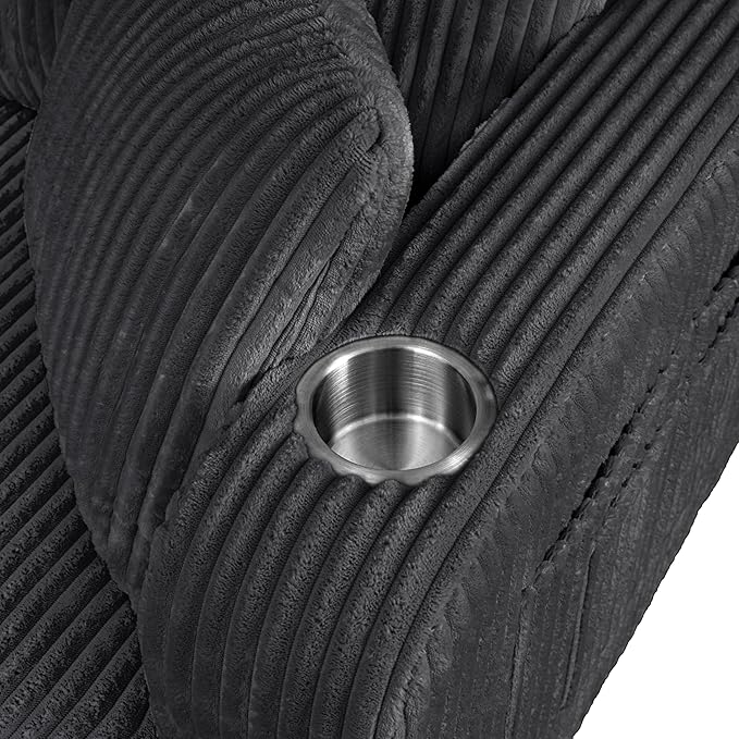 Homes: Inside + Out Reese Modern Plush Chenille Comfortable Loveseat with Side Pockets, Cup Holders and Pillows, Wooden Soft Couch for Living Room, Bedroom and Office, Dark Grey