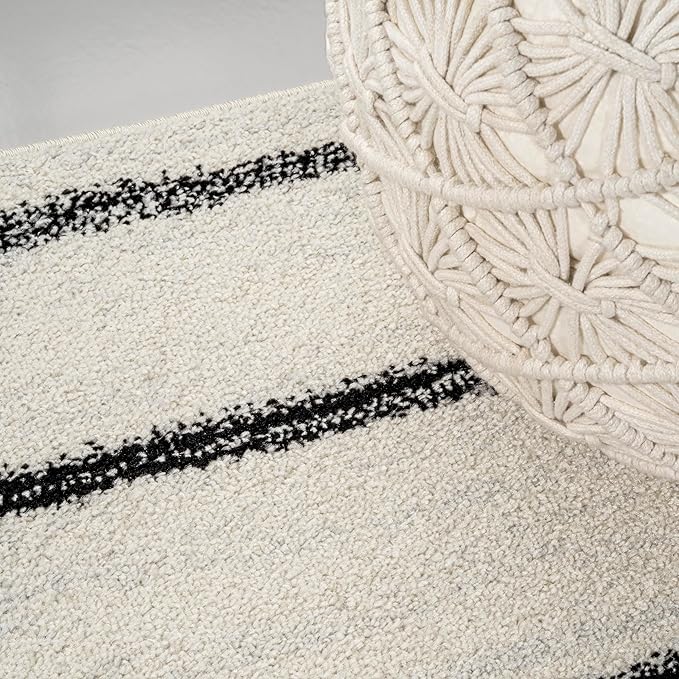 JONATHAN Y Williamsburg Minimalist Stripe Cream/Black Indoor Area Rug, 3x5, Contemporary, Modern, Easy-Cleaning for Living Room, Bedroom, Kitchen, Pet Friendly, Non-Shedding (MOH201D-3)