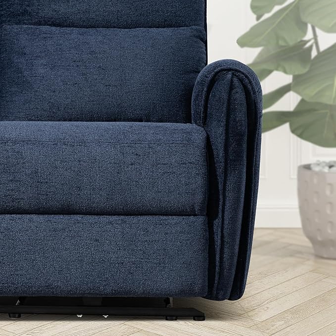 53.5" Zero Wall Hugger Power Reclining Loveseat Sofa with USB & Type-C Ports, Electric Recliner Loveseat with Lumbar Pillows, Small Space Wall Hugger Reclining Couch for Living Room & RV (Navy Blue)