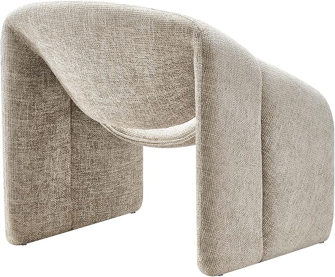 Modway Vivi Chenille Upholstered Accent Khaki-Plush, Comfy Armchair, Ideal as a Modern Barrel, Lounge Reading Chair for Living Room, Bedroom or Cozy Corner Seating
