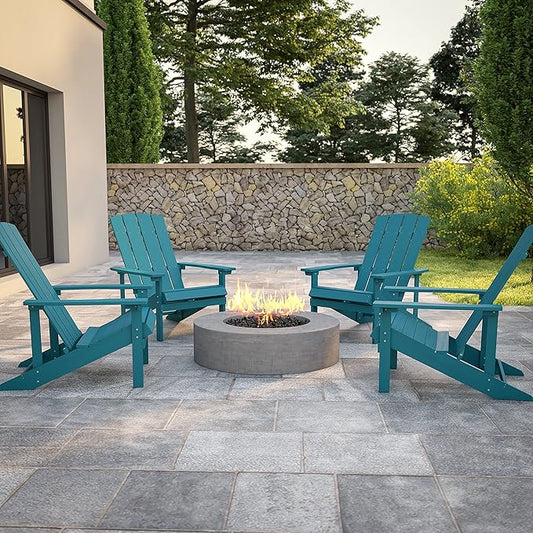 Flash Furniture Charlestown Poly Resin Adirondack Chair - Sea Foam - All Weather - Indoor/Outdoor - Set of 4