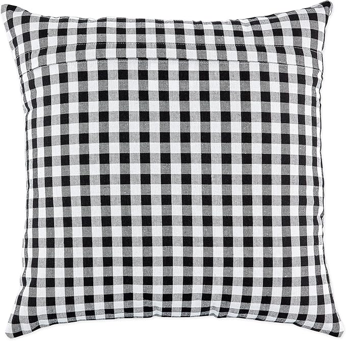 DII Throw Pillow Cover Collection Decorative Cotton Set, Machine Washable, 18x18, Black Gingham, 4 Piece