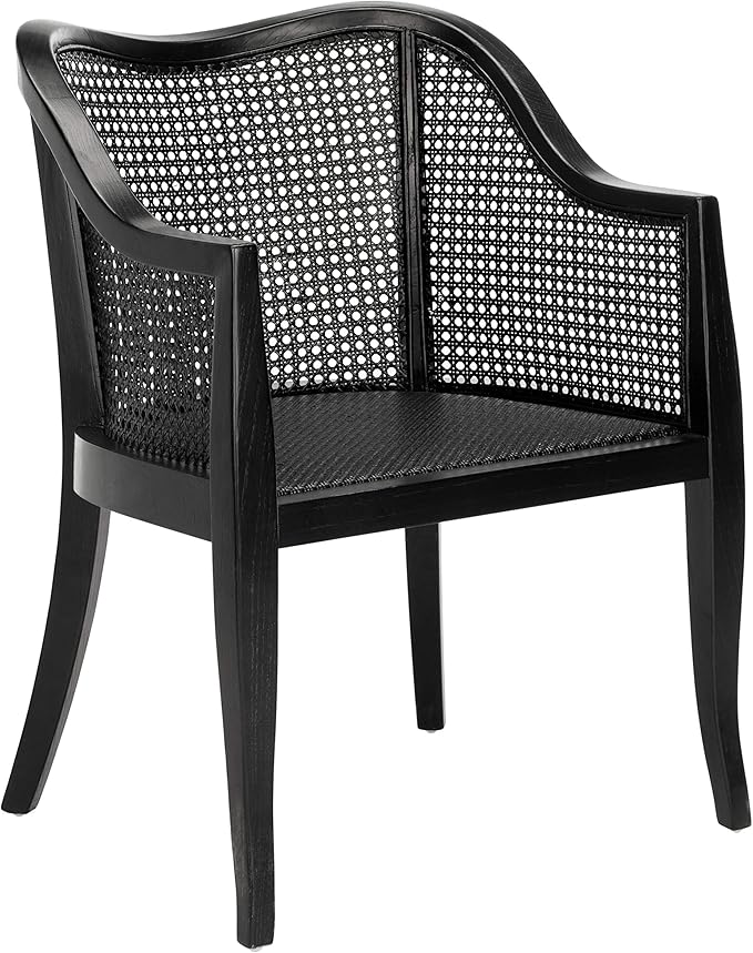 SAFAVIEH Home Collection - Maika Black Solid Wood & Cane Rattan Dining Chair, Fully Assembled (DCH9500C)