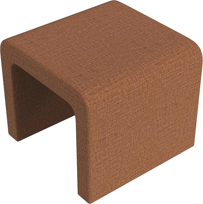 Spatial Order Modern Arch Chenille Ottoman | HomePop Home Décor | Ottoman for Living Room & Bedroom - Orange Rust