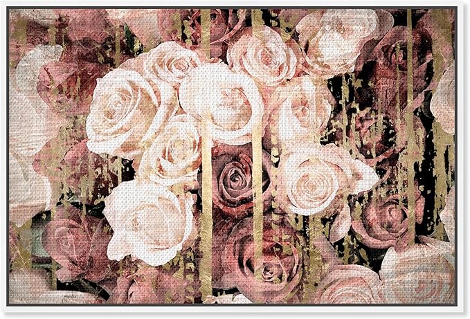 The Oliver Gal Artist Co. Floral and Botanical Framed Wall Art Canvas Prints 'Shabby Chic Romance' Florals