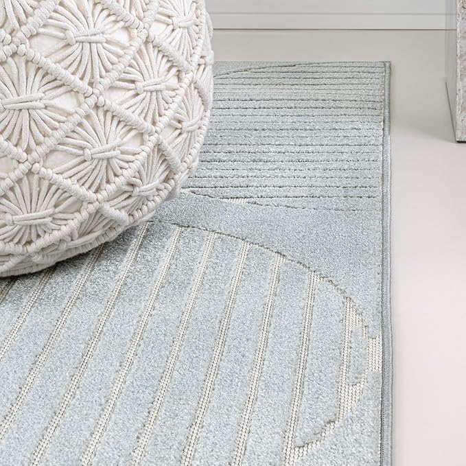 JONATHAN Y Nordby High-Low Arch Striped Light Blue/Cream Indoor/Outdoor Area Rug, 3x5, for Patio, Backyard, Living Room, Bedroom, Office, Hose-Washable (SCN104F-3)