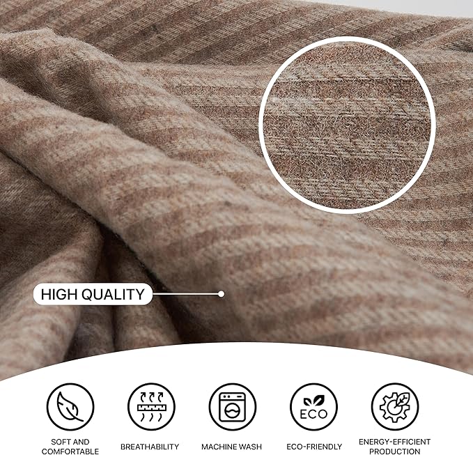 | Cashmere Blend Blanket | 10% Cashmere, 90% Superfine Wool | Ultra-Soft, Warm & Breathable Throw with Fringes | Elegant Bed or Sofa Layer 55"x79" (140 x 200 cm)